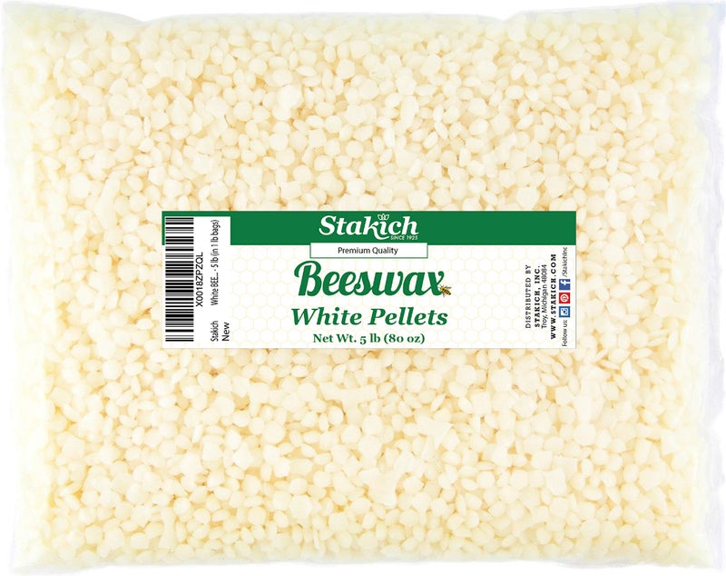 Stakich Stakich White Beeswax Pellets  Natural Cosmetic Grade Triple Filtered  10 Pound in 1 Pound Bags 