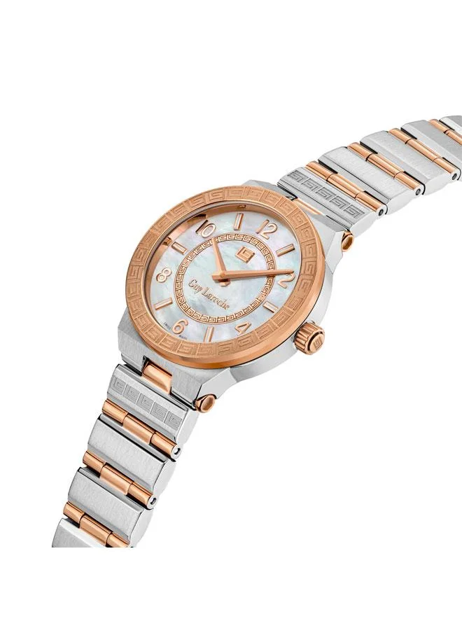 Guy Laroche Sacha 32mm Women's Swiss Quartz Watch with White Mother-of-Pearl Dial & Rose Gold-Plated Bracelet