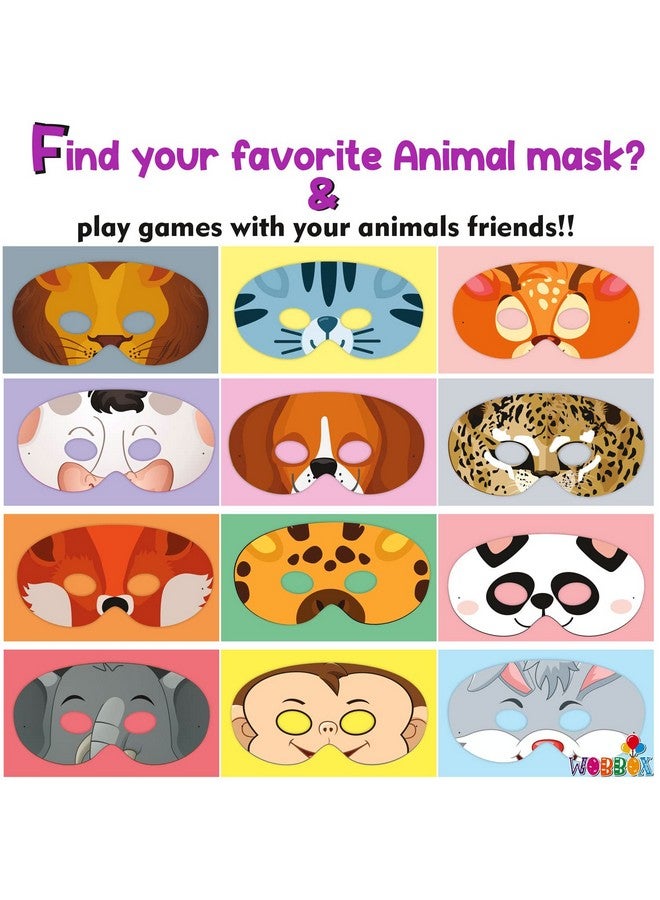 ووبوكس أقنعة عيون ورقية متنوعة من WOBBOX على شكل حيوانات عيد البوريم، أقنعة عيون على شكل غابة، أقنعة زينة عيد ميلاد الغابة، إكسسوارات حفلات تنكرية (12 قطعة) - Image 2