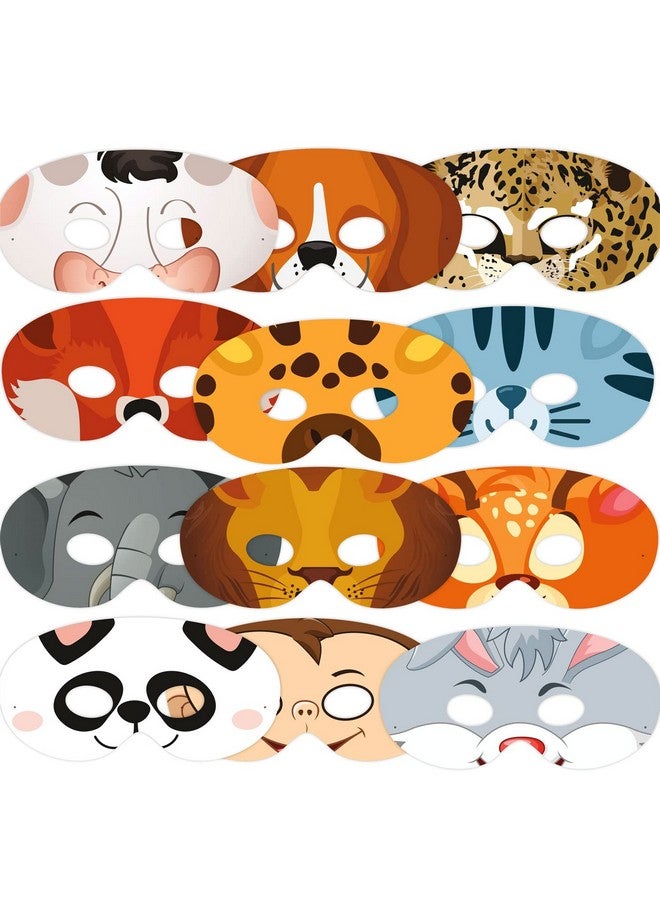 ووبوكس أقنعة عيون ورقية متنوعة من WOBBOX على شكل حيوانات عيد البوريم، أقنعة عيون على شكل غابة، أقنعة زينة عيد ميلاد الغابة، إكسسوارات حفلات تنكرية (12 قطعة) - Image 1