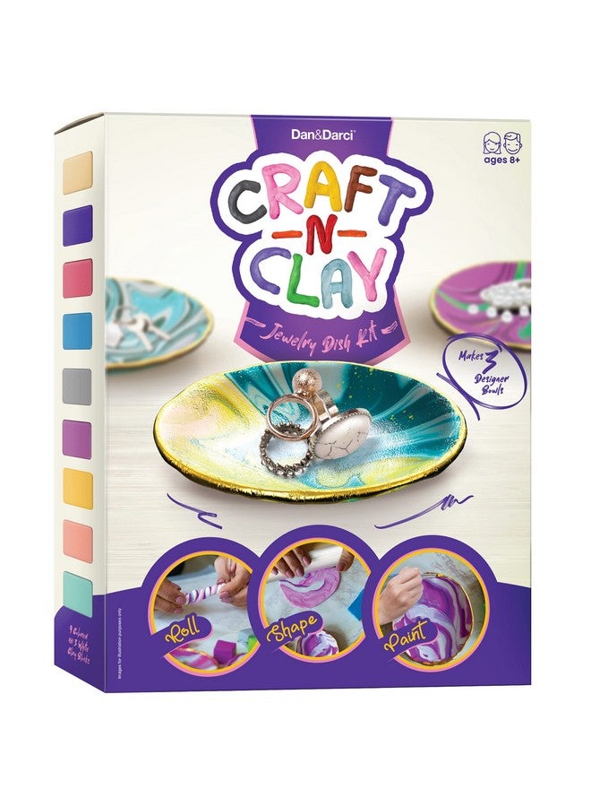 Dan&Darci Craft 'n Clay - Jewelry Dish Making Kit for Kids Ages 8-14 Year Old - Best DIY Arts & Crafts Kits Gifts - Creative Toys for Preteen & Teenagers Art Projects - Girl Birthday Gift Ideas - Image 1
