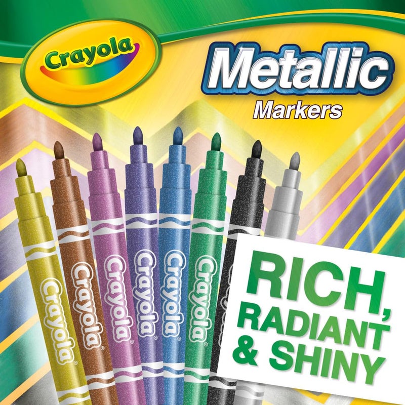 Crayola Metallic Markers, Art Supplies, 8 Count, Colors May Vary - Image 4