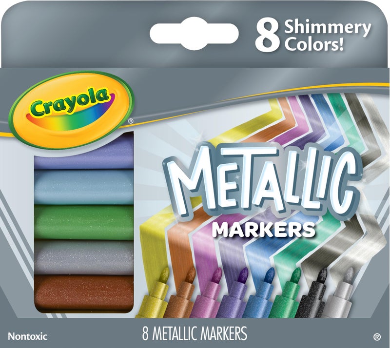 Crayola Metallic Markers, Art Supplies, 8 Count, Colors May Vary - Image 1