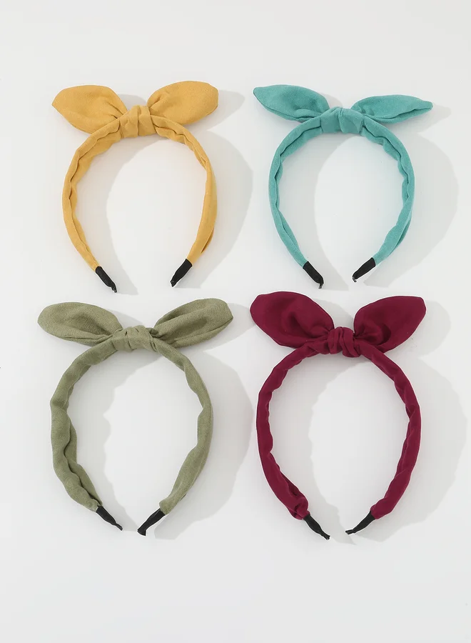 Take Two Pack of 4 - Girls Solid Bow Headbands