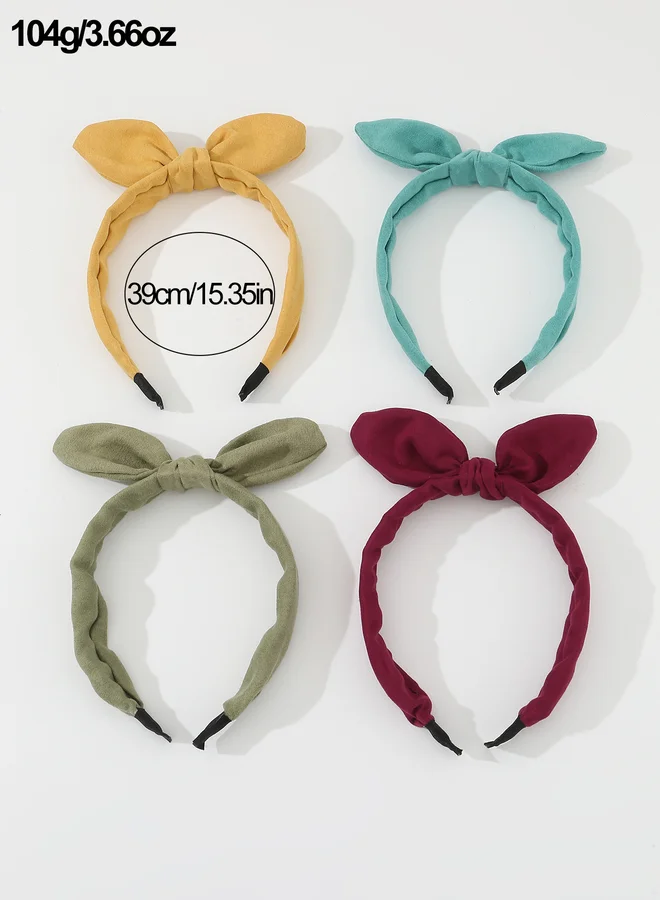 Take Two  Pack of 4 - Girls Solid Bow Headbands for Women | Best Price UAE