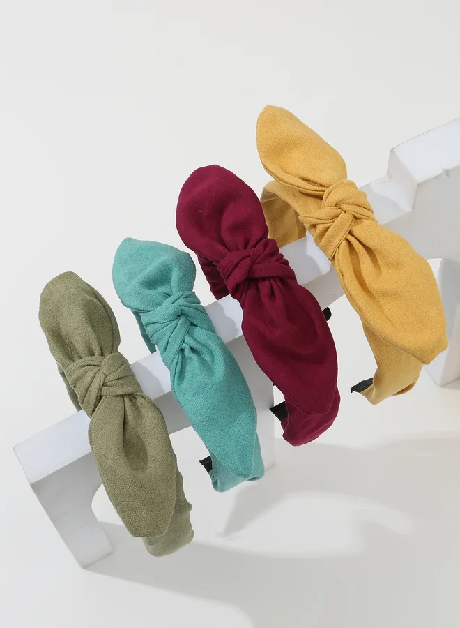 Take Two Pack of 4 - Girls Solid Bow Headbands