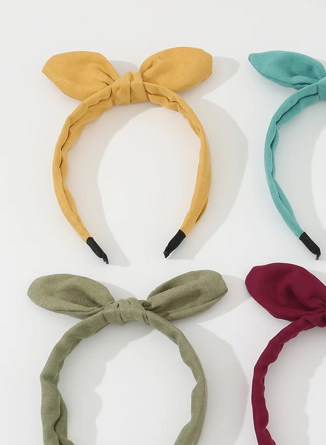 Take Two  Pack of 4 - Girls Solid Bow Headbands for Women | Best Price UAE