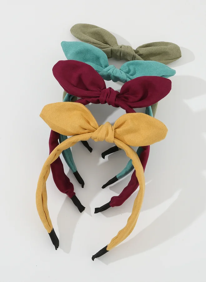 Take Two  Pack of 4 - Girls Solid Bow Headbands for Women | Best Price UAE