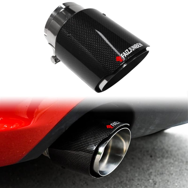 FAIZJUNBEN 3 Intake Glossy Carbon Fiber and Stainless Steel Auto Tailpipe 40 Outlet Auto Carbon Fiber Exhaust Tip - Image 4