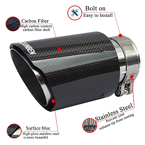FAIZJUNBEN 3 Intake Glossy Carbon Fiber and Stainless Steel Auto Tailpipe 40 Outlet Auto Carbon Fiber Exhaust Tip - Image 5