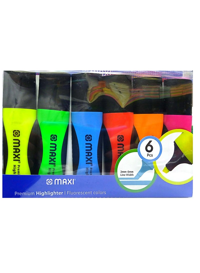 Maxi 6-Piece Premium Highlighter Chisel Tip Multicolor  - Image 1