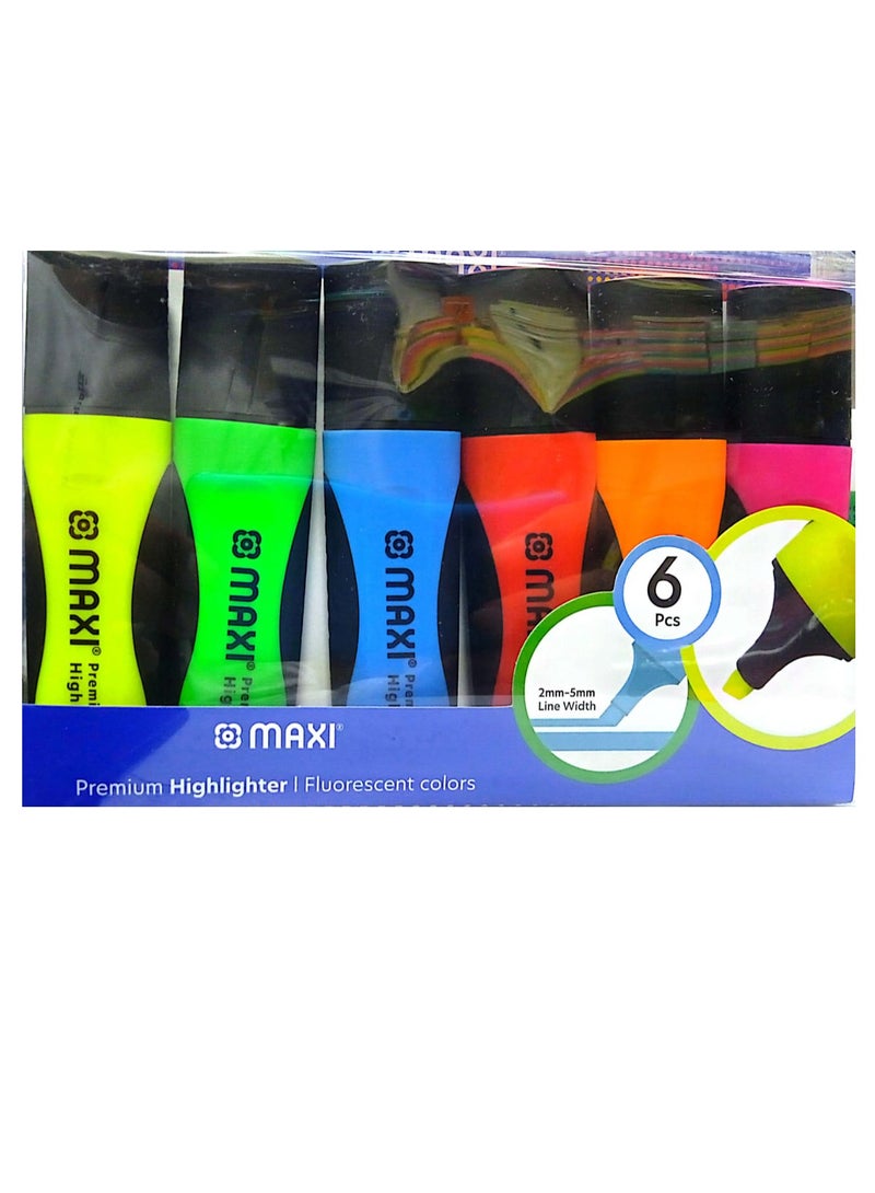 Maxi 6-Piece Premium Highlighter Chisel Tip Multicolor  - Image 2