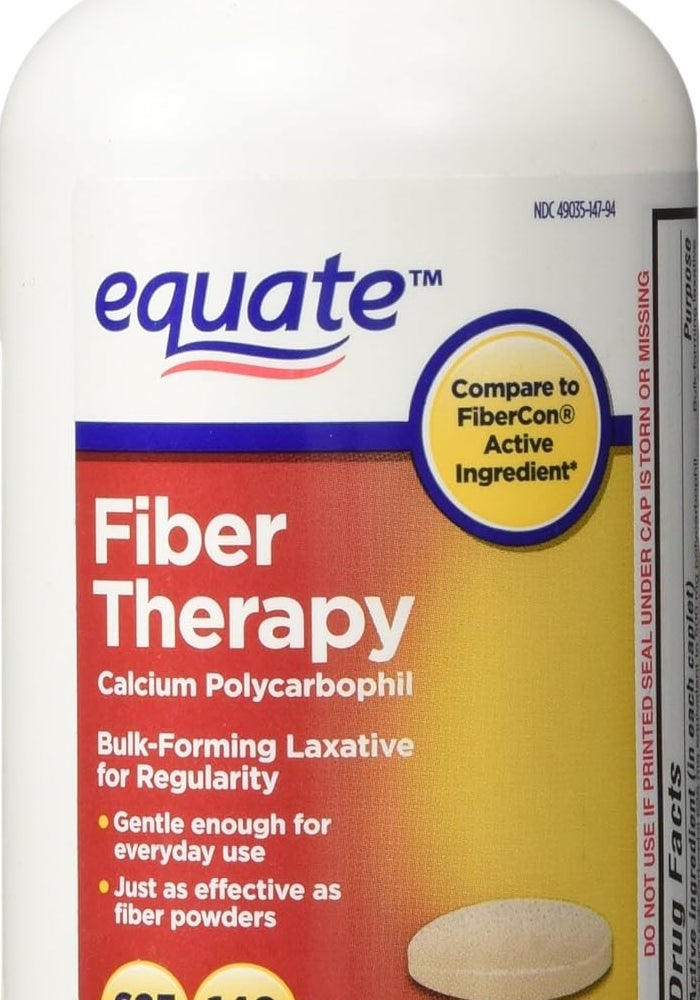 Equate Fiber Therapy Caplets for Regularity - 625 mg Calcium Polycarbophil, 140 Count - Image 1