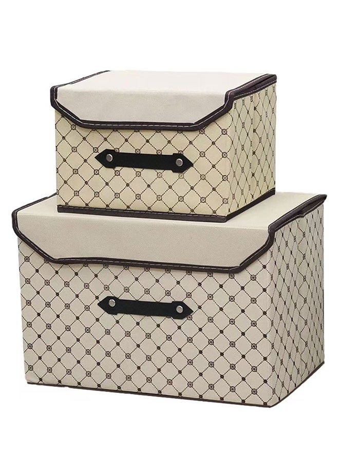 Generic Collapsible Linen Storage Bins with Lids Handles 2 Pack Elegant Cube Organizers Portable Space Saving for Home Organization Modern Design  - Image 1