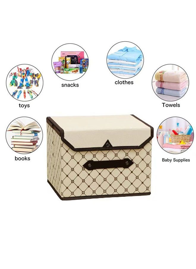 Generic Collapsible Linen Storage Bins with Lids Handles 2 Pack Elegant Cube Organizers Portable Space Saving for Home Organization Modern Design  - Image 3