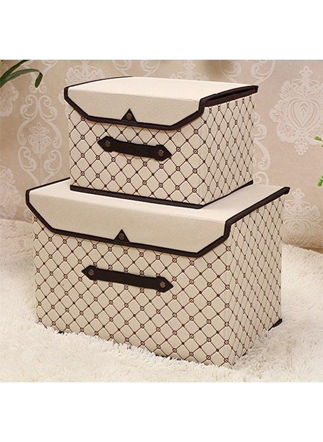 Generic Collapsible Linen Storage Bins with Lids Handles 2 Pack Elegant Cube Organizers Portable Space Saving for Home Organization Modern Design  - Image 4