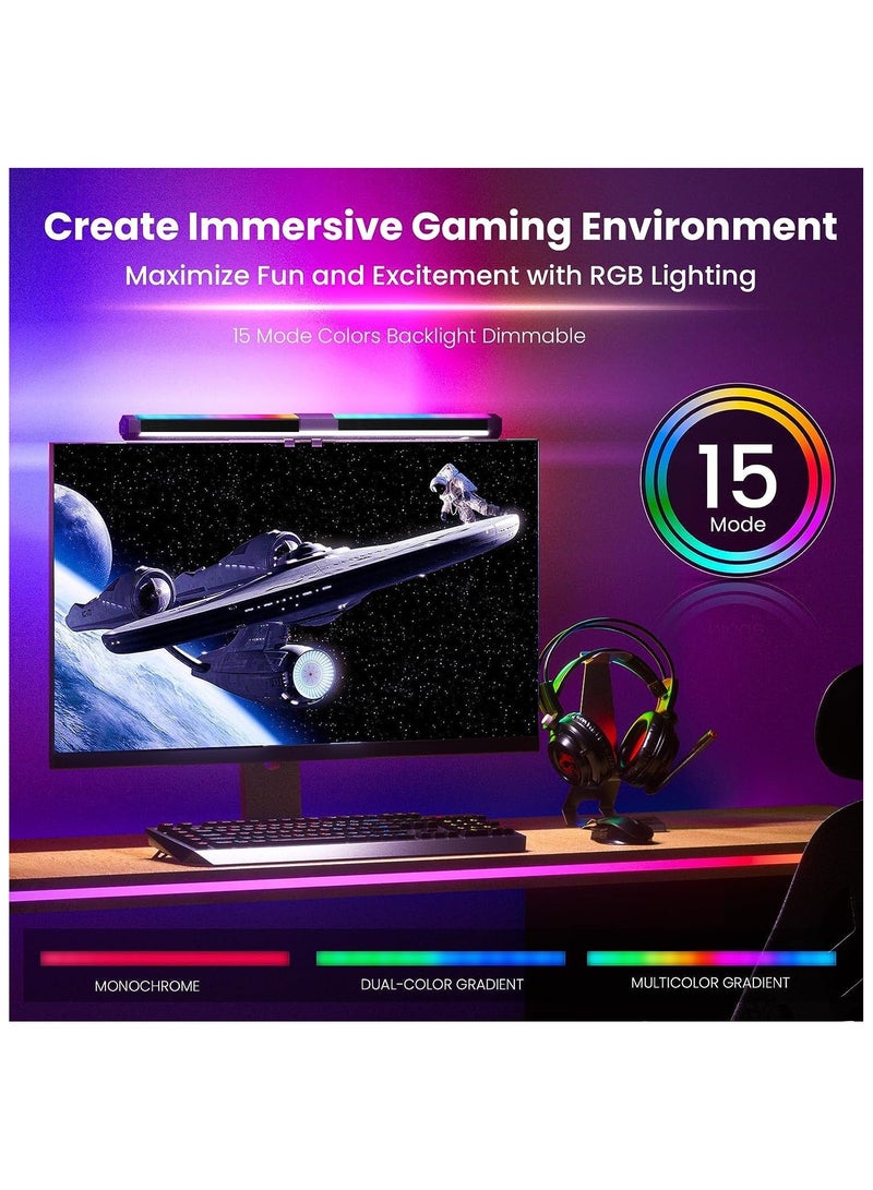 ALAMAREQ Computer Monitor Lamp with RGB Backlight, 40cm Monitor Light bar with Dimmer and Color Temperature, LED Touch Control Gaming Screen Light No Screen Glare and Eye Protection for Home Office - Image 2