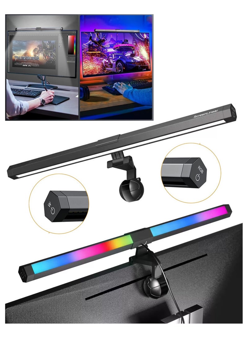 ALAMAREQ Computer Monitor Lamp with RGB Backlight, 40cm Monitor Light bar with Dimmer and Color Temperature, LED Touch Control Gaming Screen Light No Screen Glare and Eye Protection for Home Office - Image 1