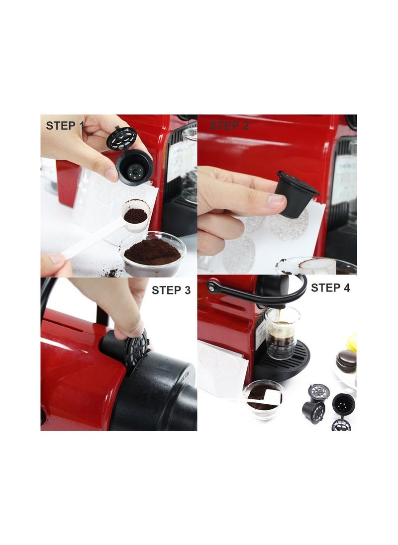 Reusable Coffee Pods fit for Nespresso Originalline, Refillable Coffee Capsule Compatible with N Espresso Originalline, Food-Grade, Non-Toxic, 2 Black+2 Red+2 Brown (with 3 Scoops + 3 Brushes)
