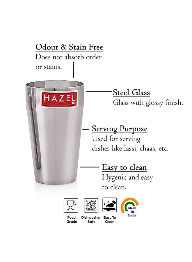 HAZEL 750 ml Steel Glass, Lassi Glass 2 pcs
