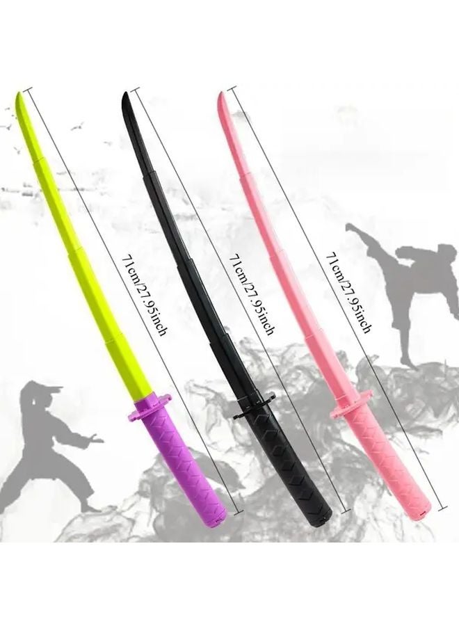 Retractable Katana Sword Black Pink 2 Pcs Gravity Plastic Knife Martial Arts Prop - Image 4