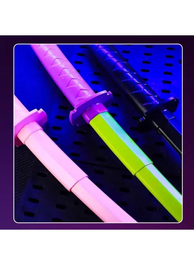 Retractable Katana Sword Black Pink 2 Pcs Gravity Plastic Knife Martial Arts Prop - Image 3