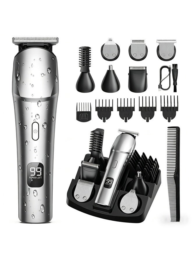 ZERIFAM 11-in-1 Men's Beard Hair Trimmer Kits, Electric Hair Trimmer for Men, Beard Trimmer with Waterproof USB Rechargeable & LED Display, Multi-Functional Grooming Kit for Nose, Ear, Face and Body Hair. - Image 1