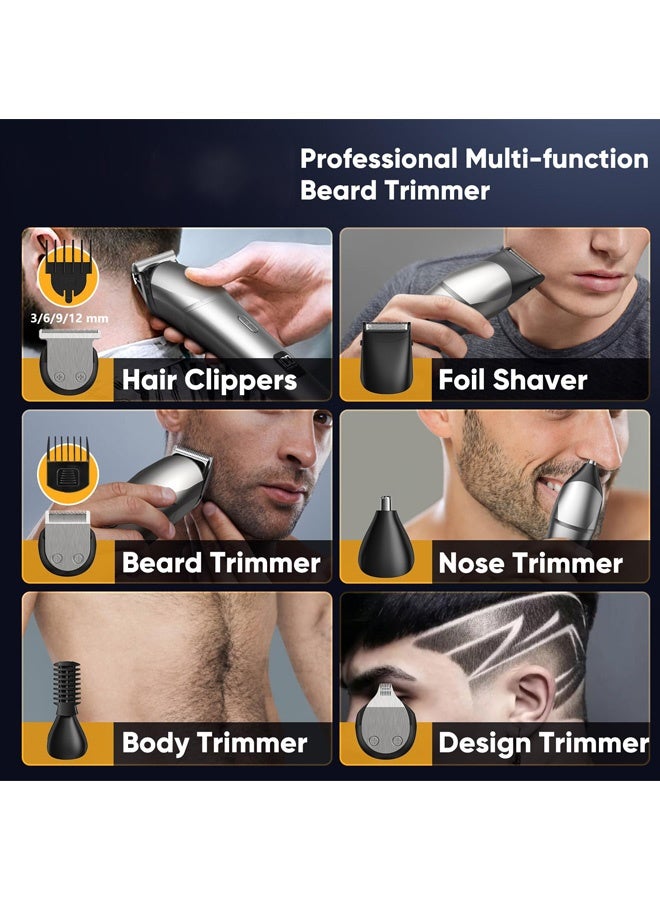 ZERIFAM 11-in-1 Men's Beard Hair Trimmer Kits, Electric Hair Trimmer for Men, Beard Trimmer with Waterproof USB Rechargeable & LED Display, Multi-Functional Grooming Kit for Nose, Ear, Face and Body Hair. - Image 2