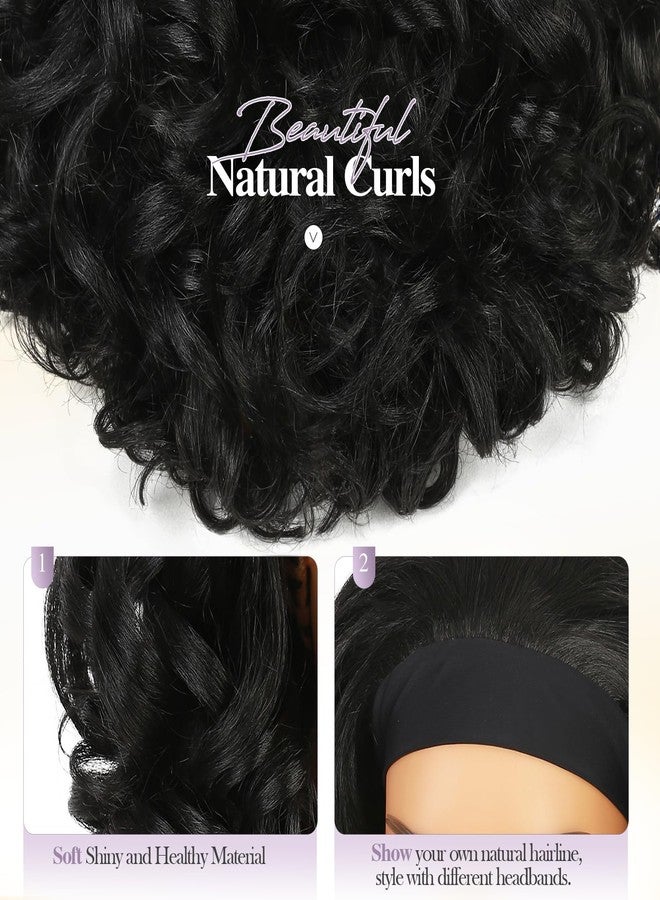Quantum Love Yaki Curly Headband Wigs for Black Women Kinky Straight Black Headband Curly Ends Synthetic Wear and Go Glueless Half Wig with Headbands Attached - Image 3