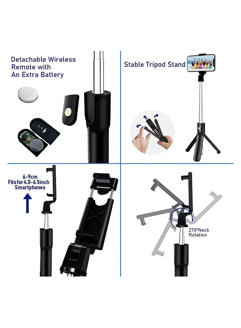 Selfie Stick Tripod, Extendable 3 in 1 Aluminum Bluetooth Selfie Stick with Wireless Remote and Tripod Stand for iPhone 13/13 Pro/12/11/11 Pro/XS Max/XS/XR/X/8/7 - Image 2