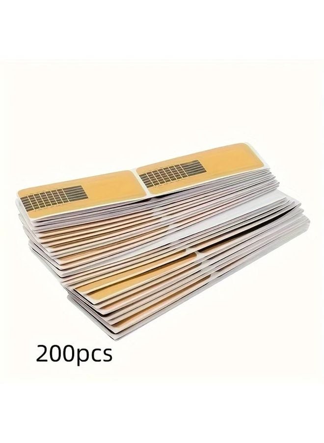 ملصقات دليل تمديد قالب الأظافر الذهبي المربع 200 قطعة مجموعة أدوات فن الأظافر للمبتدئين - Image 1