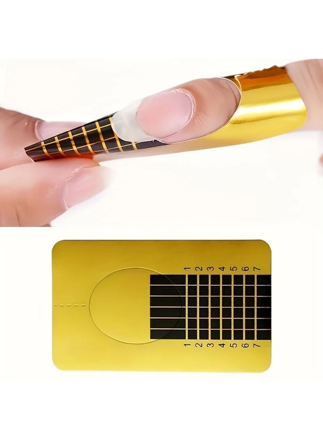 ملصقات دليل تمديد قالب الأظافر الذهبي المربع 200 قطعة مجموعة أدوات فن الأظافر للمبتدئين - Image 3