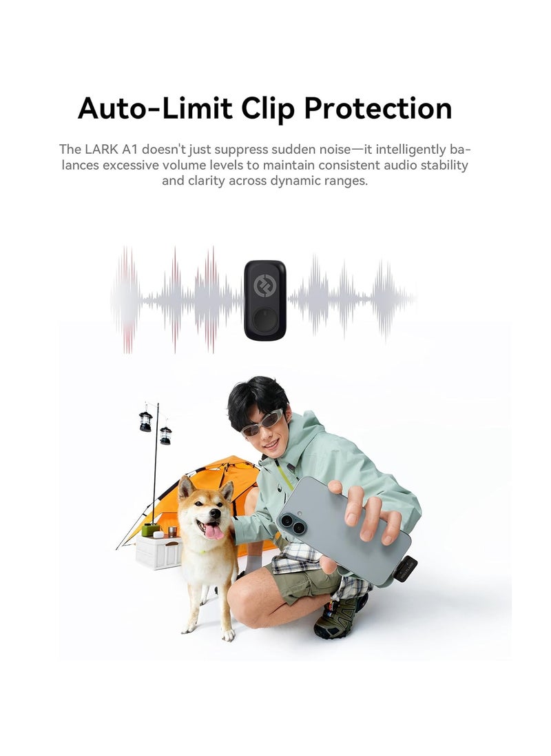 Hollyland LARK A1 Duo 2‑Person Wireless Microphone System with USB‑C Receiver – 48 kHz/24‑Bit, 120 dB SPL, Intelli‑Noise Cancellation, EQ & Reverb, Charging Case