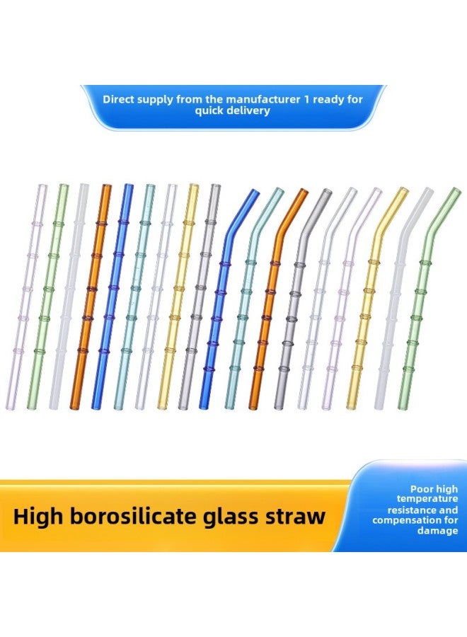 Five-Section Bamboo Node Glass Straws Transparent Colorful Beverage Straws Milk Tea Juice Straw For Party And Wedding Supplies-Color:Transparent Straight Tube  - Image 2