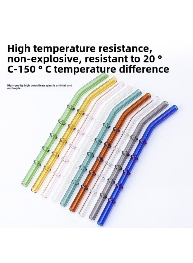 Five-Section Bamboo Node Glass Straws Transparent Colorful Beverage Straws Milk Tea Juice Straw For Party And Wedding Supplies-Color:Transparent Straight Tube  - Image 3