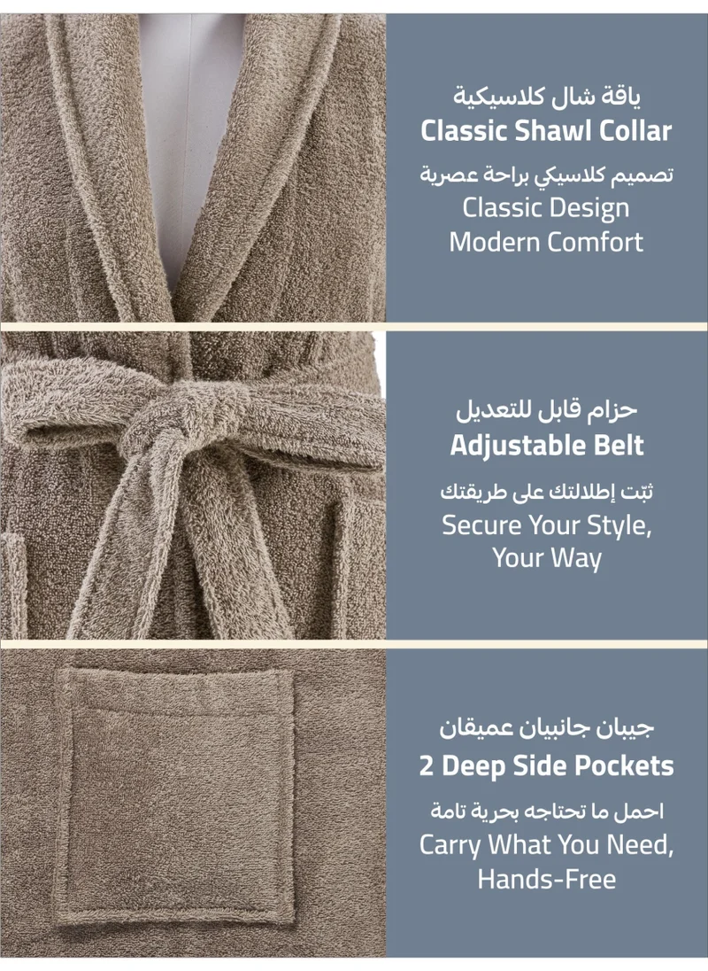 دوناتيلا روب حمام تيري قطني ناعم سريع الامتصاص (مقاس L/XL) بني