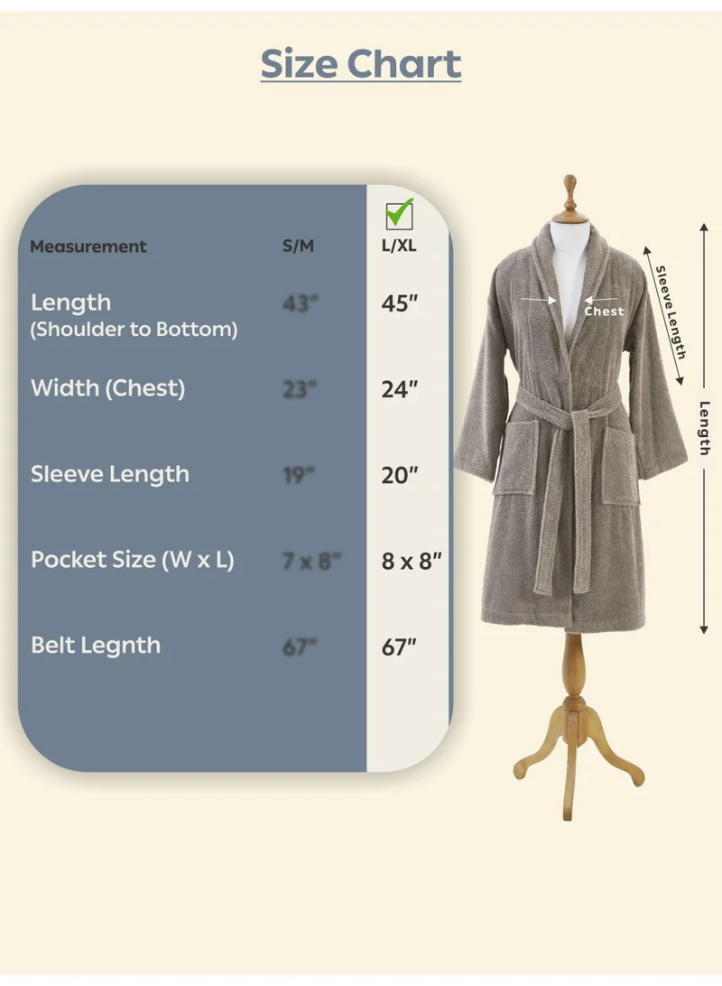 Donetella Unisex 100% Cotton Terry Bathrobe Large & Extra Large Size, 400 GSM, Luxurious & Absorbent, Ankle-Length with Shawl Collar & Pockets