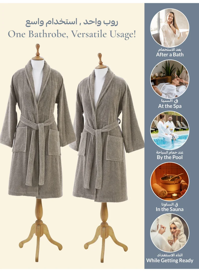 Donetella Unisex 100% Cotton Terry Bathrobe Large & Extra Large Size, 400 GSM, Luxurious & Absorbent, Ankle-Length with Shawl Collar & Pockets