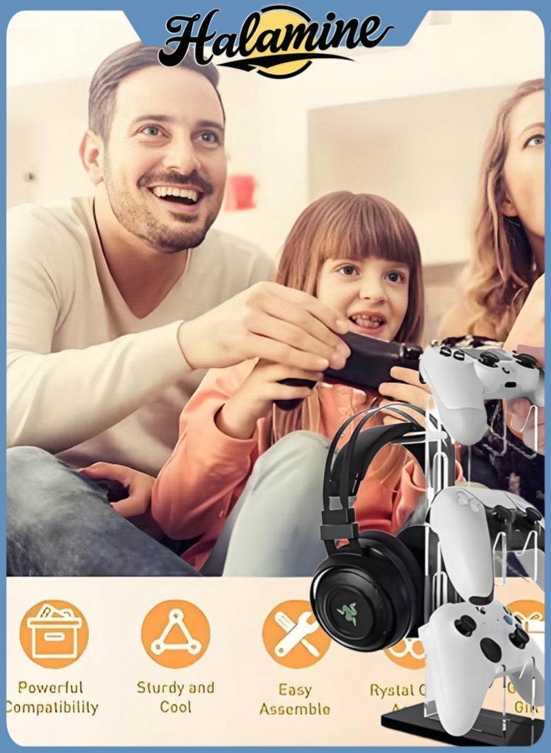 Halamine 3 Layer Acrylic Universal Game Controller Stand, PS5 Xbox ONE Switch Controller Stand, Gaming Accessory, Non-Slip Stable Acrylic Transparent Headset Holder - Image 5