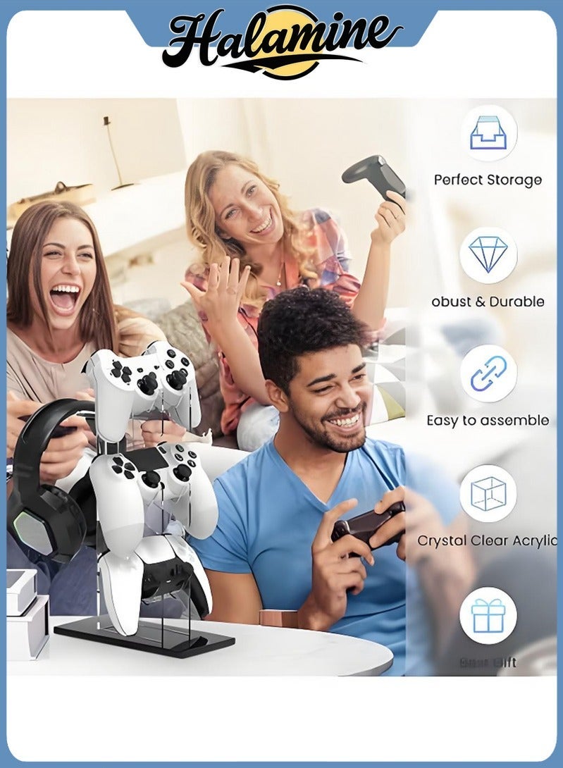 Halamine 3 Layer Acrylic Universal Game Controller Stand, PS5 Xbox ONE Switch Controller Stand, Gaming Accessory, Non-Slip Stable Acrylic Transparent Headset Holder - Image 2