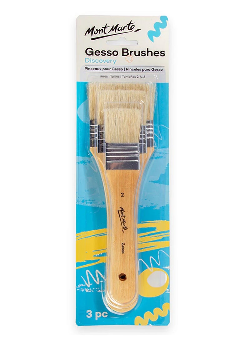 Mont Marte 3-Piece Discovery Gesso Flat Paint Brushes - Image 1