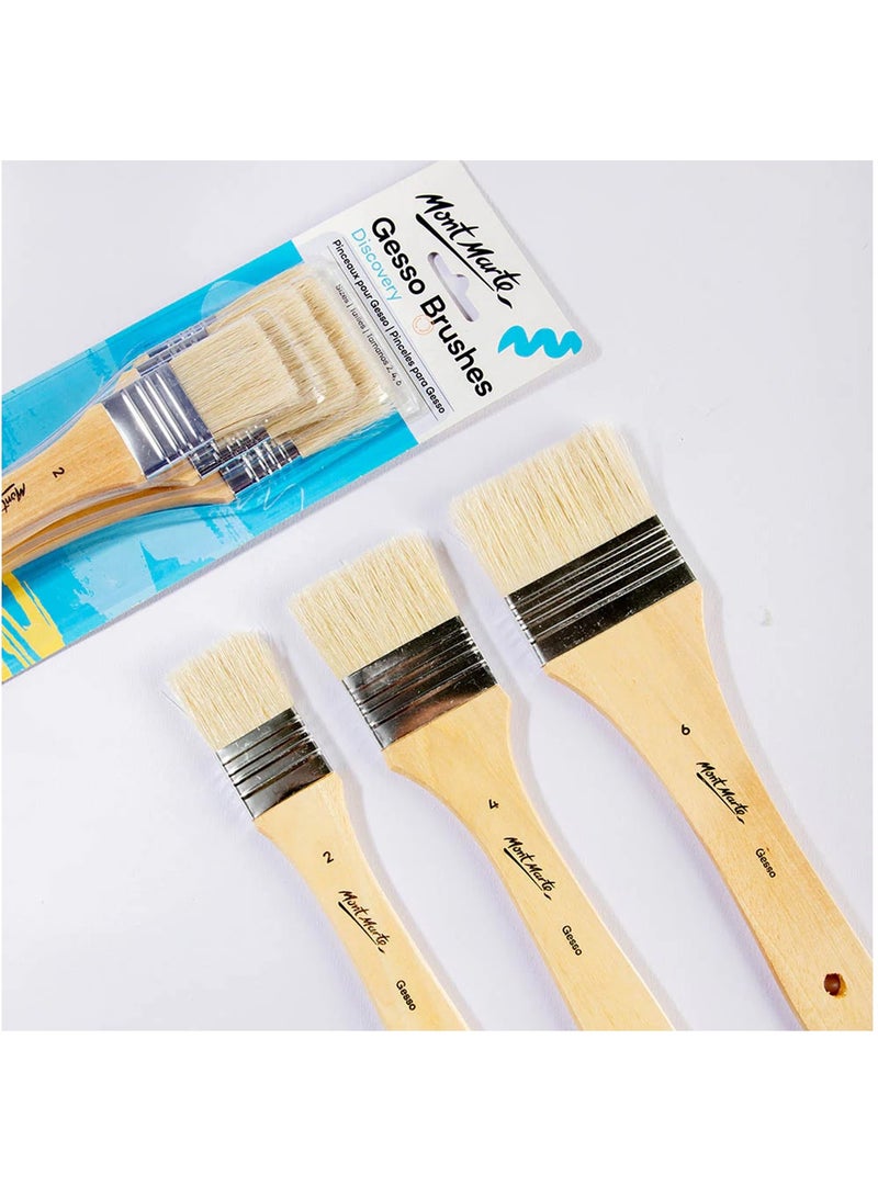 Mont Marte 3-Piece Discovery Gesso Flat Paint Brushes - Image 2