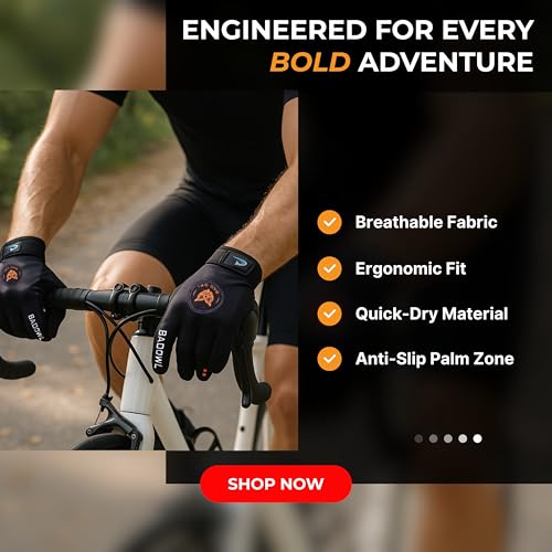 BADOWL Street Hawk Bike Riding Gloves for Men and Women – Full Finger Protection, Non-Slip Grip, Breathable Material, Ideal for Cycling, Motorbike and Outdoor Sports (Black, M) - Image 5