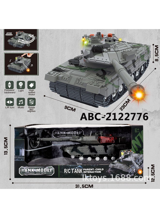 Loquat Remote Control Tank With Light Music Turn Left Turn Right 360 Degree Rotating Army Green Tank Car Toy-Color:ABC-2122776 - Image 2