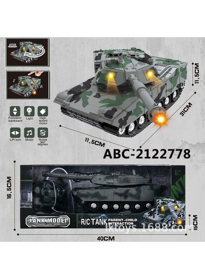 Loquat Remote Control Tank With Light Music Turn Left Turn Right 360 Degree Rotating Army Green Tank Car Toy-Color:ABC-2122776 - Image 3