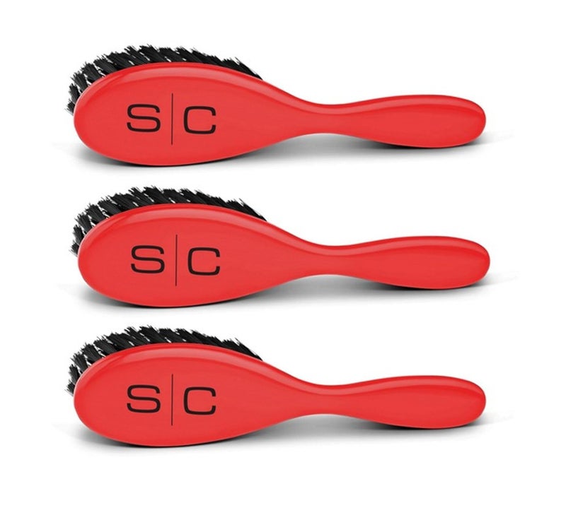 StyleCraft The Fresh Cut Professional Fade and Cleaning Barber Hair Brush with Soft Nylon Bristles Set of 3, Red - Image 1