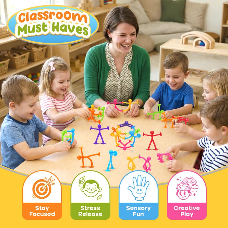 OleOletOy Suction Fidget Toys for Kids: 21 Pack Stretchy Suction Cup Bath Toys - Fidget Toys Bulk Prizes for Kids Autism School Classroom Calming - Gifts for Party Favors Easter Basket Stuffers - Image 4