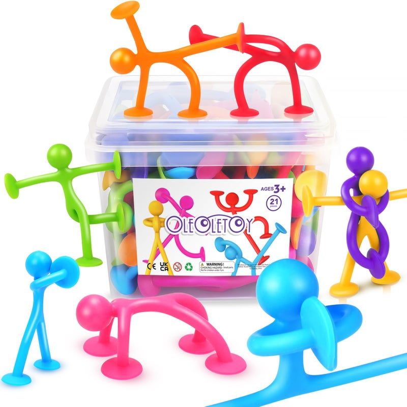 OleOletOy Suction Fidget Toys for Kids: 21 Pack Stretchy Suction Cup Bath Toys - Fidget Toys Bulk Prizes for Kids Autism School Classroom Calming - Gifts for Party Favors Easter Basket Stuffers - Image 1