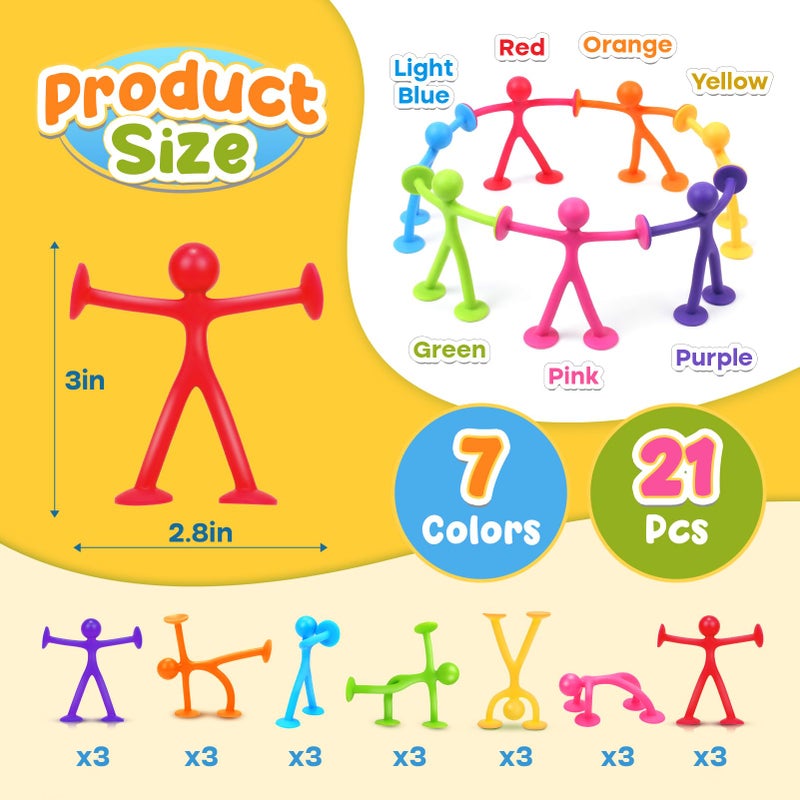 OleOletOy Suction Fidget Toys for Kids: 21 Pack Stretchy Suction Cup Bath Toys - Fidget Toys Bulk Prizes for Kids Autism School Classroom Calming - Gifts for Party Favors Easter Basket Stuffers - Image 2