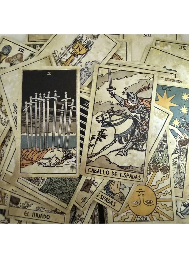 NIBEMINENT 78 Vintage Tarot Cards (Spanish Version) - An introductory deck for tabletop divination games. The Magician deck. - Image 4